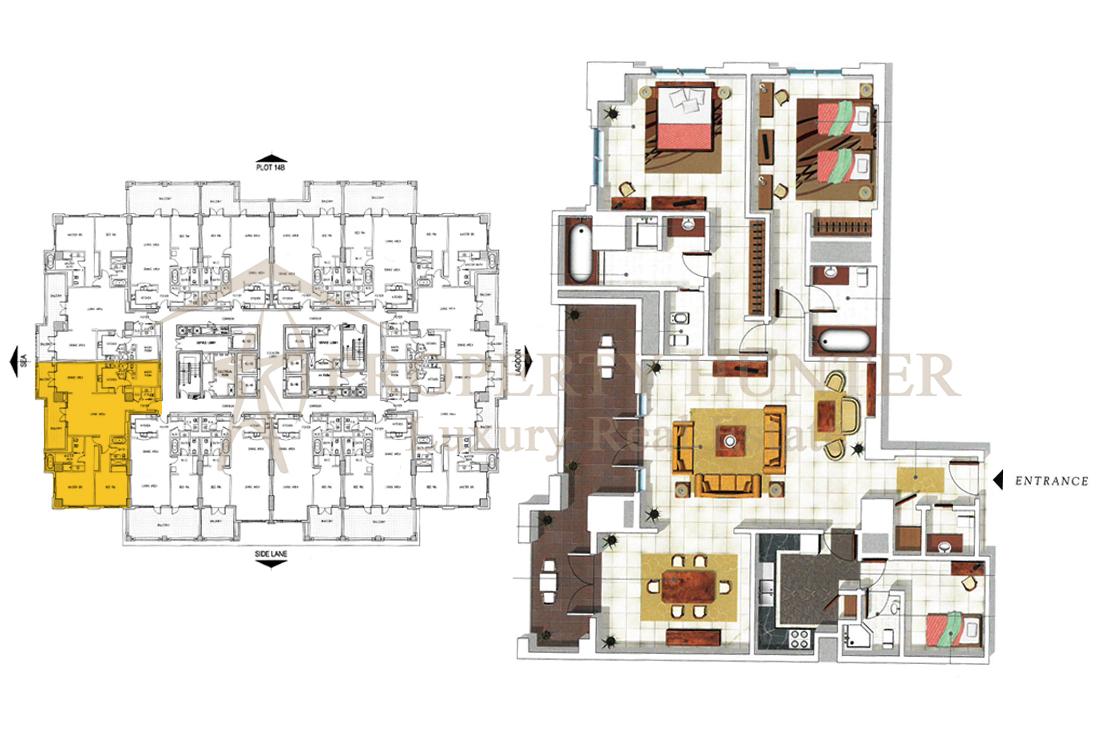 شقة 2 نوم  وغرفة خادمة للبيع في اللؤلؤة قطر  